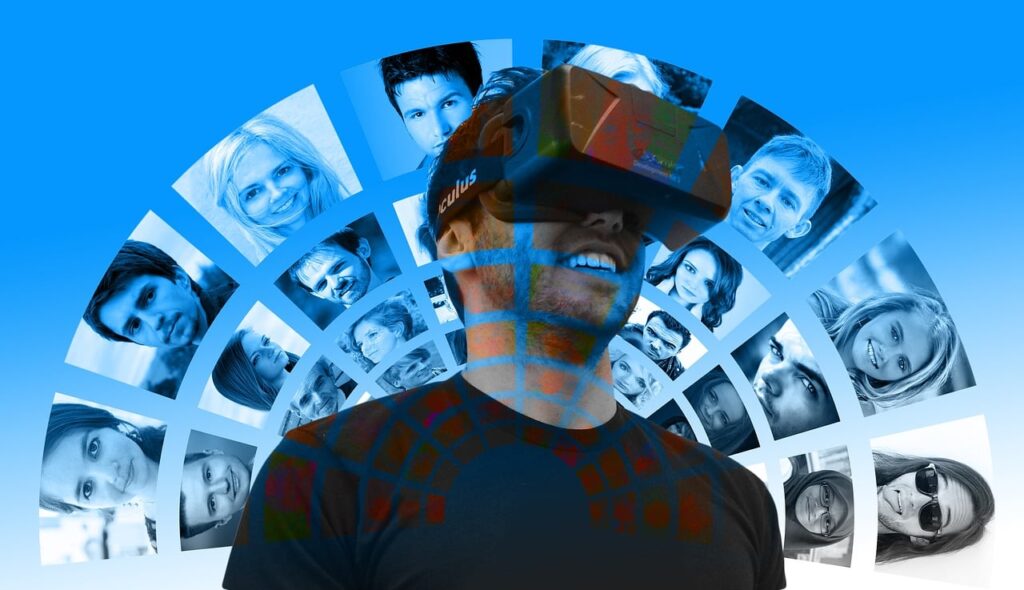 Someone wearing VR goggles